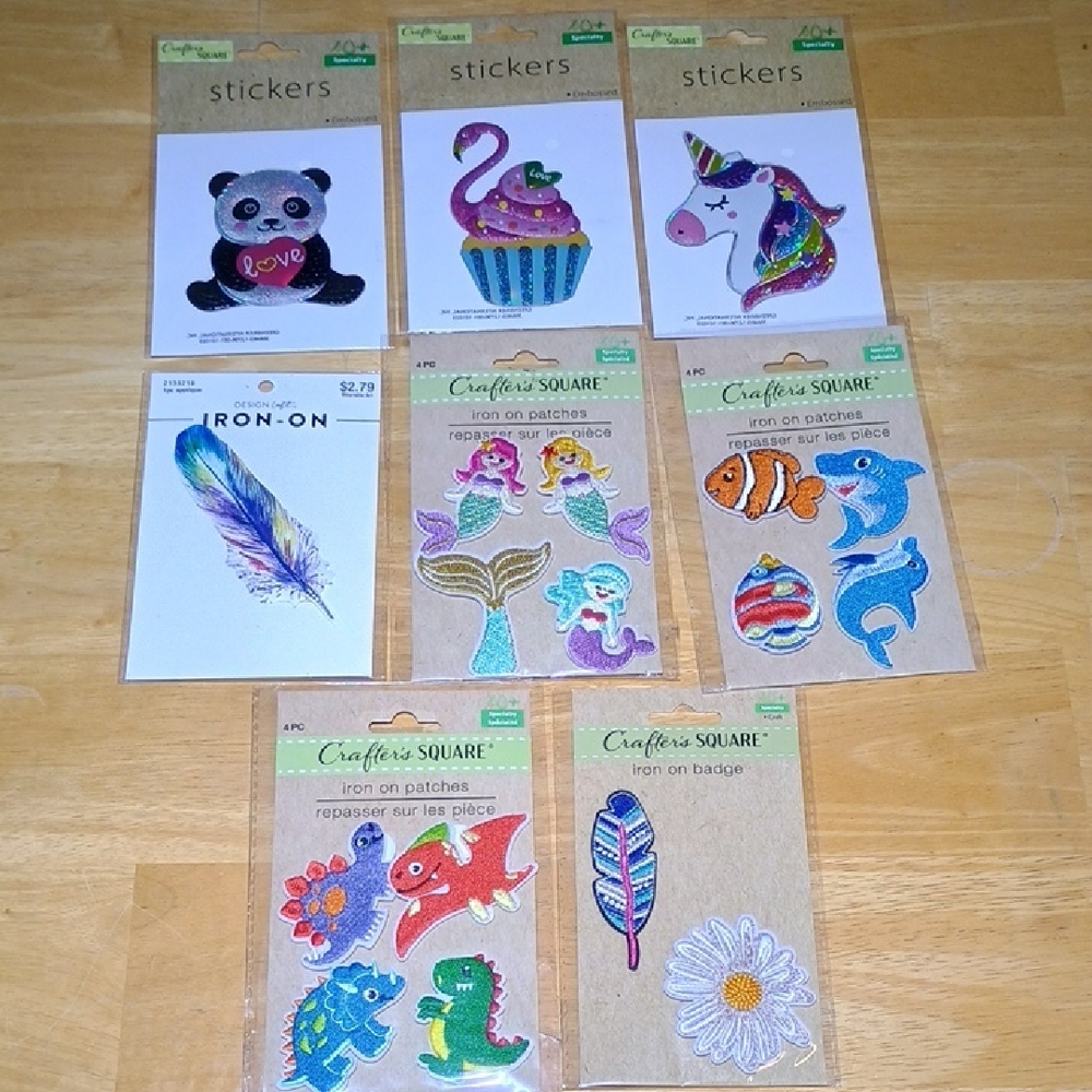 Crafter's Square Colorful Iron-On Patches And Sticker Set